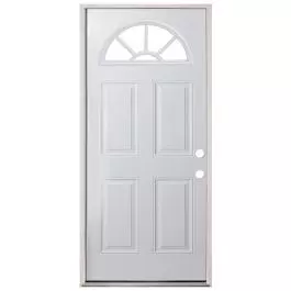 36 Madison Oval Exterior Fiberglass Door - White - Right Hand Inswing