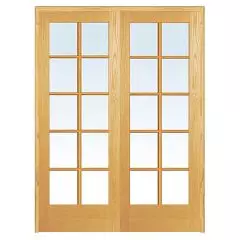 48 x 6'8 Tall Full Lite Pine Interior Prehung Double Wood Door